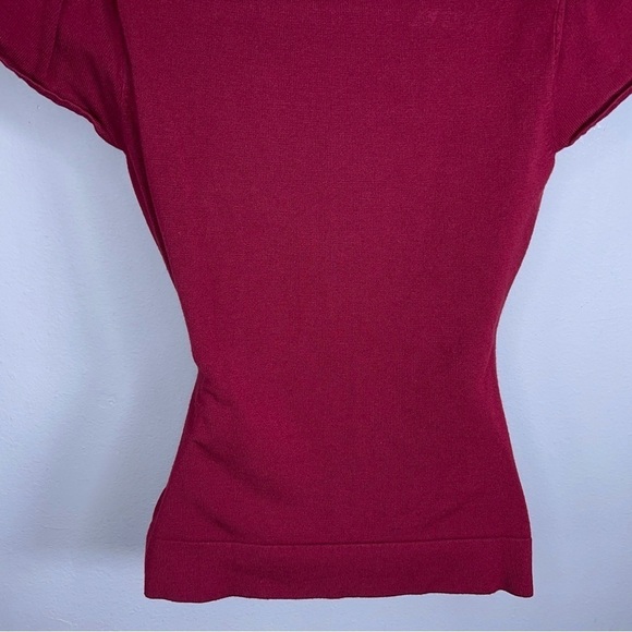 FITTED MAURICES RED KNIT TOP RETRO PINUP STRETCH MEDIUM VNECK - Picture 4 of 9